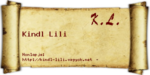 Kindl Lili névjegykártya
